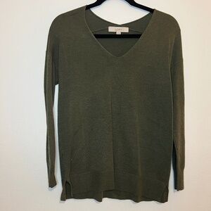 LOFT Olive Green V-Neck Sweater - Size XS